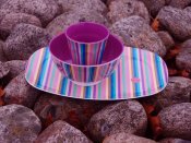 Skål classy stripe print SLUTSÅLD multi/lila Rice