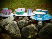 Skål classy stripe print SLUTSÅLD multi/lila Rice