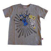 *T-shirt Ninjago gråmelange med blå Ninja (stl 128) LEGOwear