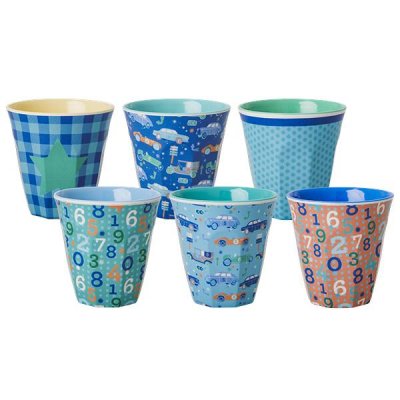 Kids 6p muggar blå toner Rice