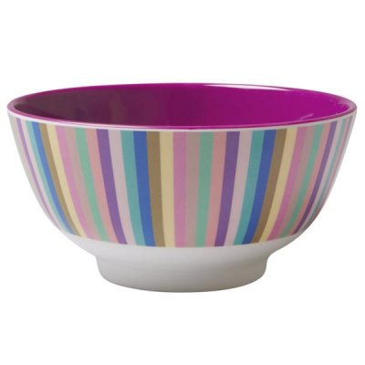 Skål classy stripe print SLUTSÅLD multi/lila Rice