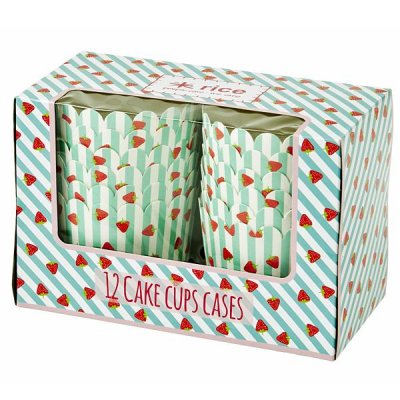 Cake cups 12p rand/jordgubbar grön Rice
