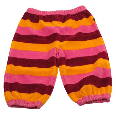 *Byxor velour rand (50) rosa/gul/vinröd Pippi.dk